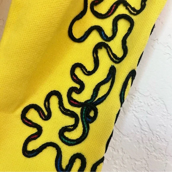 Fredrick’s of Hollywood Vintage 70s RARE Embroidered Bell Bottom Jumpsuit Yellow - Picture 9 of 14